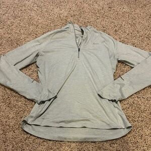Nike Women's Light Gray Half-Zip Dri-FIT Top